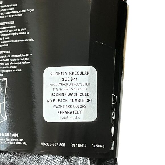 Harley-Davidson Striped All Weather Socks, Size M, 2 Pairs, NWT - Picture 5 of 7